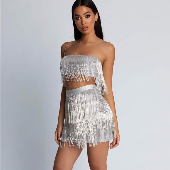 Sofia beaded fringe set - Silver - Picture 2 of 2